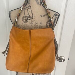 Sondra Roberts Brown Shoulder Bag with Braided Straps
